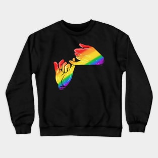 Colorful Rainbow Hands Pinky Swear Promise LGBTQ Pride Month Crewneck Sweatshirt